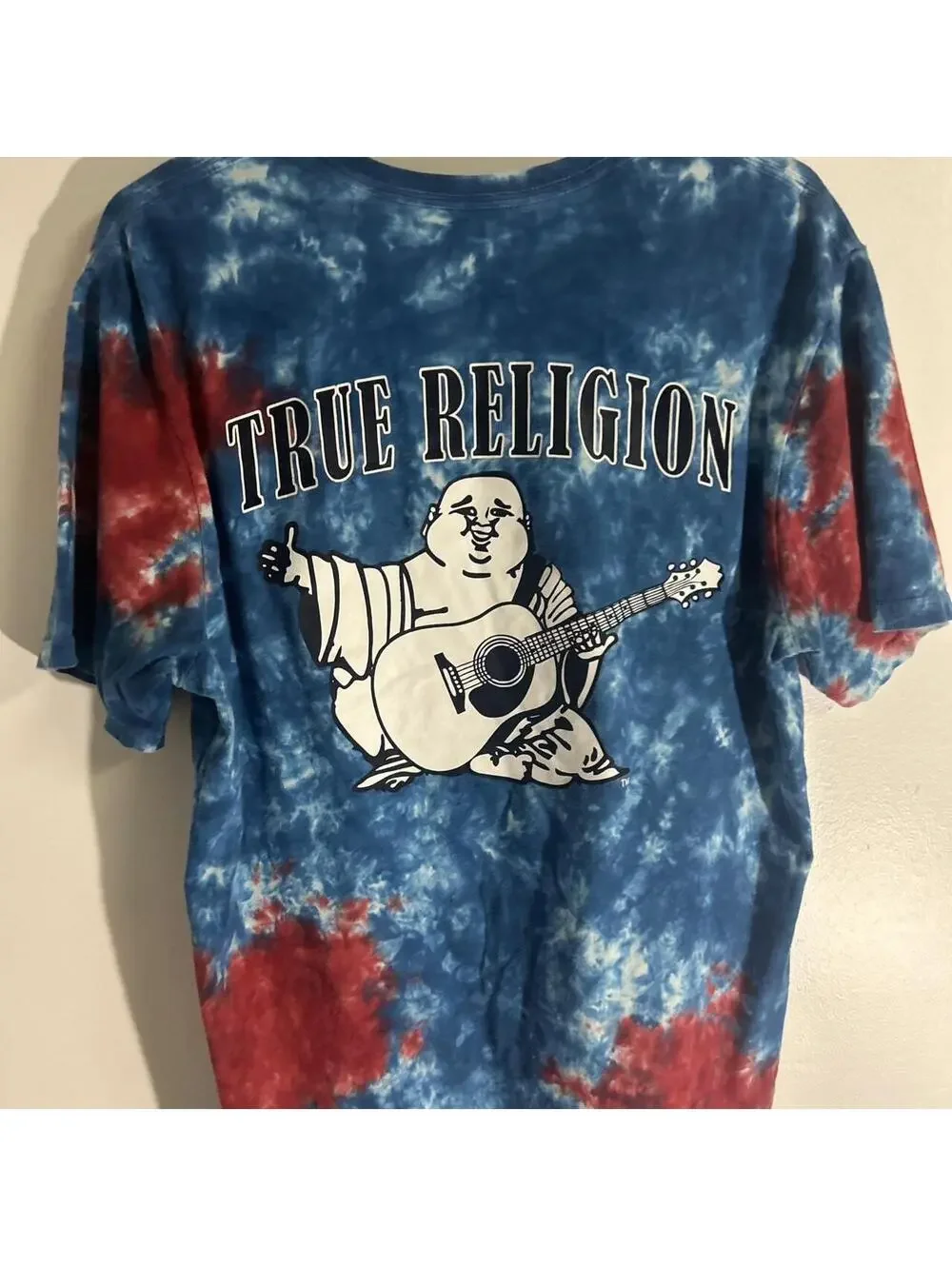 True Religion blue tie-dye Buddha tee